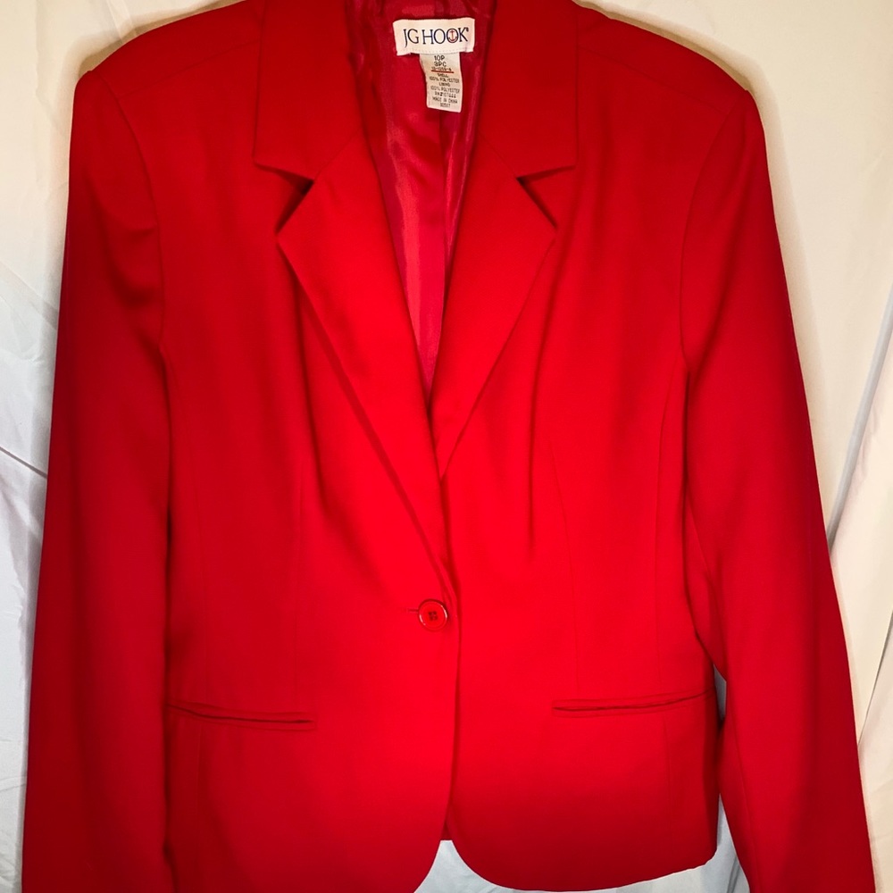 JG Hook Red Blazer Size 10 Petite